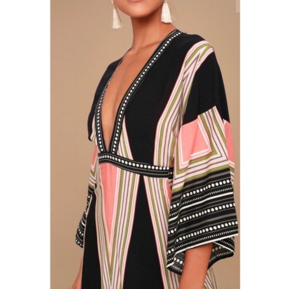 Lulu's Montecito Kimono Wide Sleeve Maxi Dress Gown - Picture 3 of 12